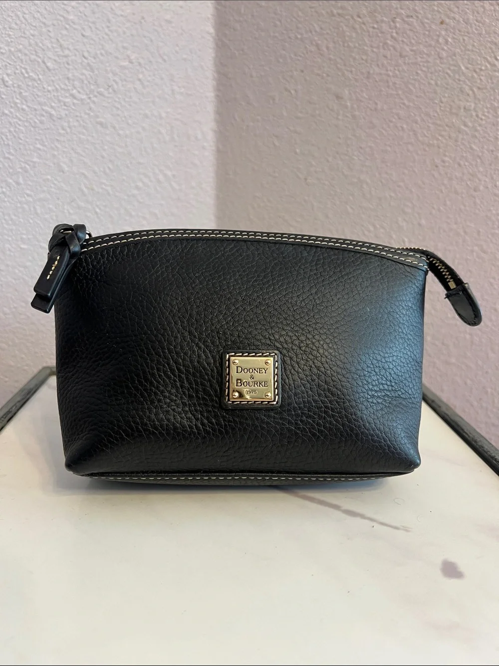 Dooney & Bourke Black Pebbled Leather Cosmetic Case